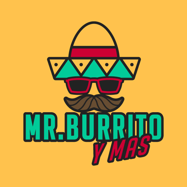 burrito logo, burrito logo design, food truck logo, hat logo design, tortilla chip logo design, mustache logo design, sunglasses logo design, mustache illustration, hi-five design