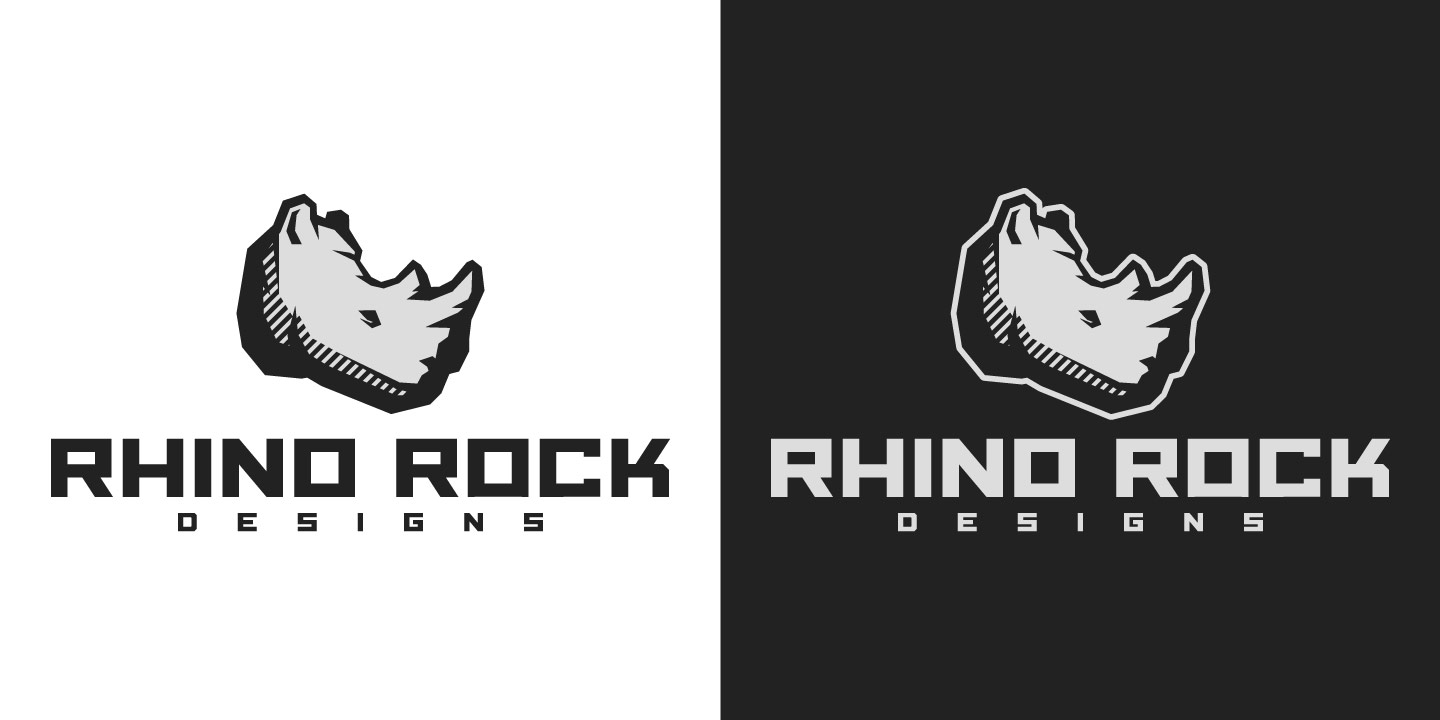 rhino logo, rhino branding, rhino rock logo, rock logo, black and grey logo, construction logo, septic logo, excavation logo, hi-five design, logo designer colorado springs, logo designer denver, graphic designer colorado springs, graphic designer denver