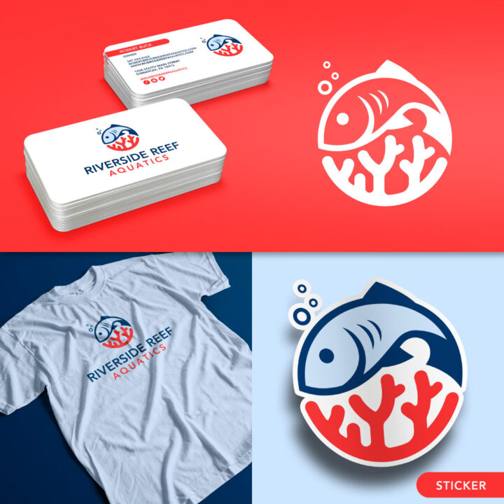 aquarium logo design, aquatic logo design, fish logo design, coral logo design, reef logo design, hi-five design, graphic designer pennsylvania, logo designer pennsylvania