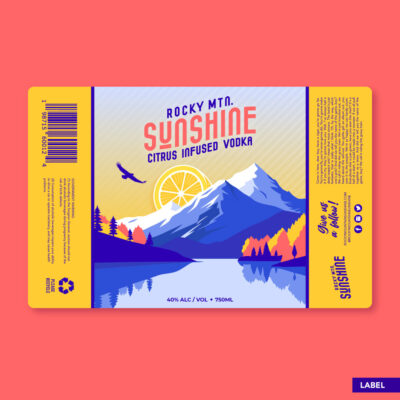 vodka label design, vodka logo design, liquor label design, cool liquor bottle design, sunshine logo design, logo designer colorado springs