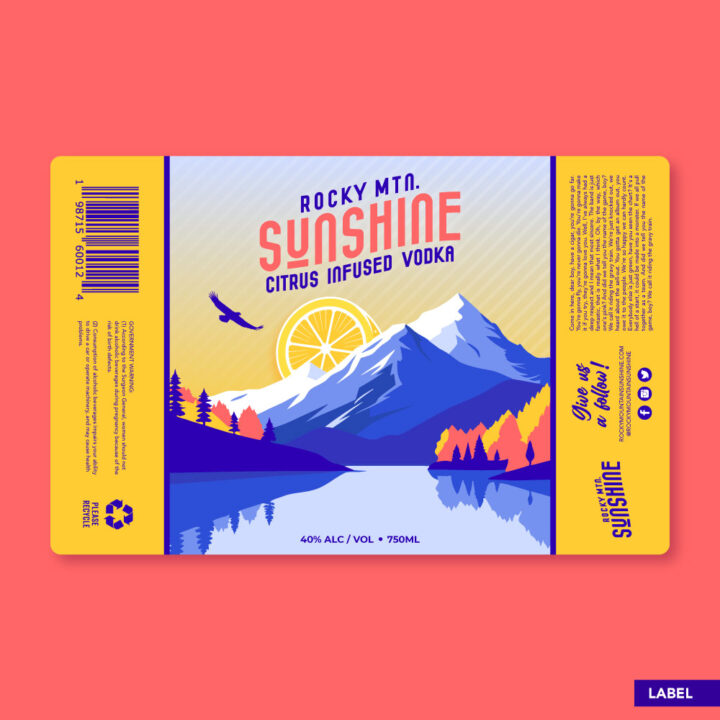 vodka label design, vodka bottle design, vodka logo design, liquor label design, cool liquor bottle design, sunshine logo design, logo designer colorado springs