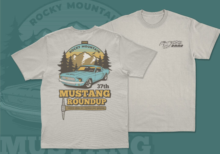 ford mustang fastback illustration, for mustang t-shirt design, mustang illustration, car show poster design colorado, mustang poster design colorado, hi-five design