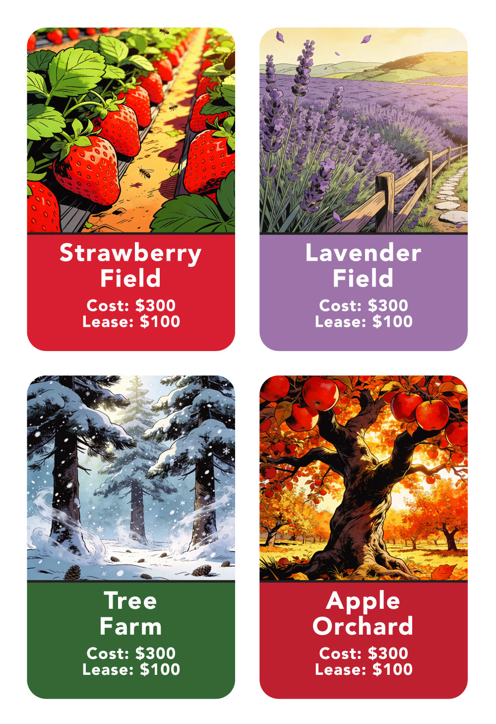 board game design, board game designer colorado springs, board game designer denver, 4 Seasons Farming board game, hi-five design, graphic designer colorado springs