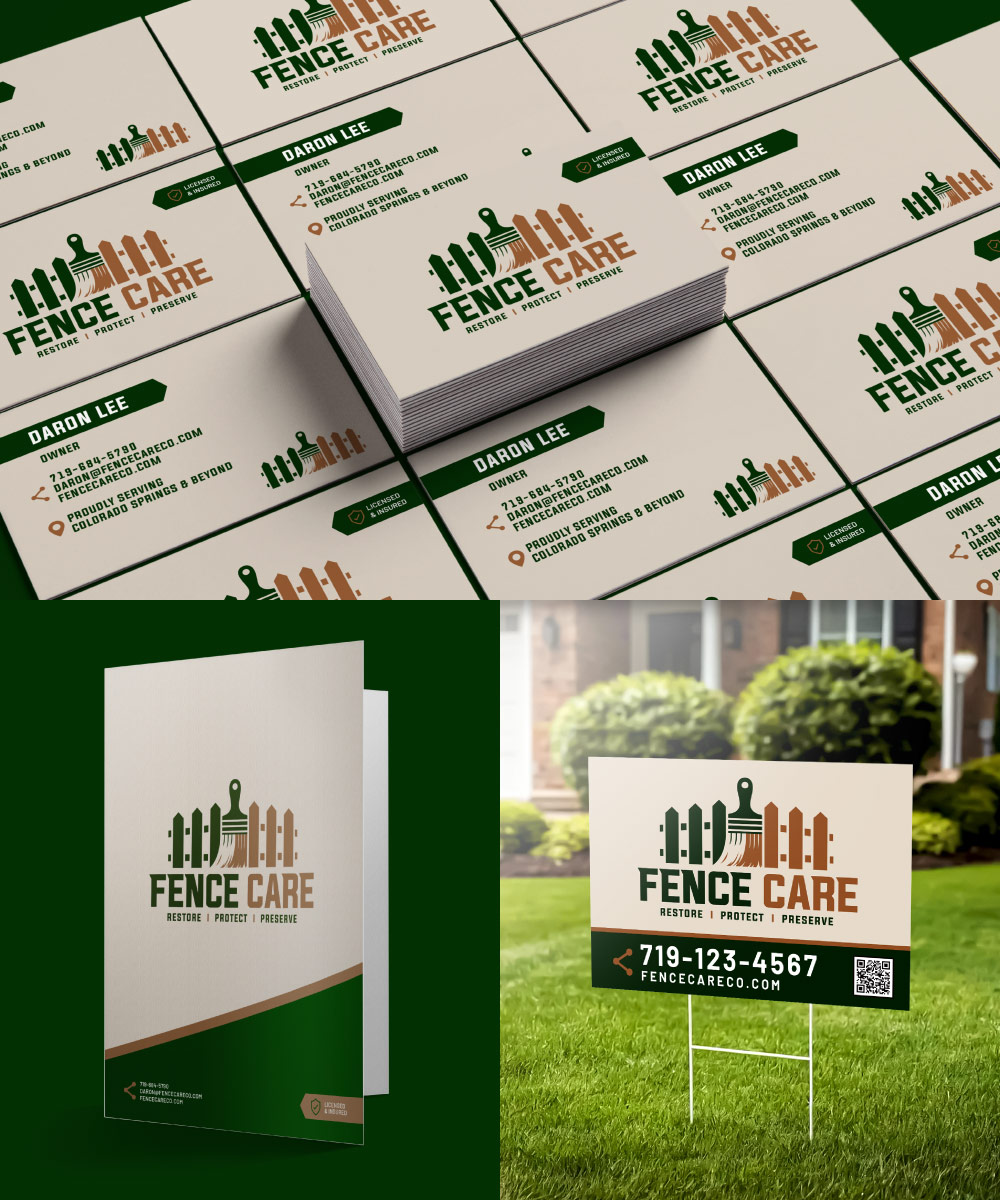 fence care logo design, fence logo design, logo designer colorado springs, graphic design colorado springs, hi-five design colorado springs, GC logo design colorado sprigns, contractor logo design colorado springs